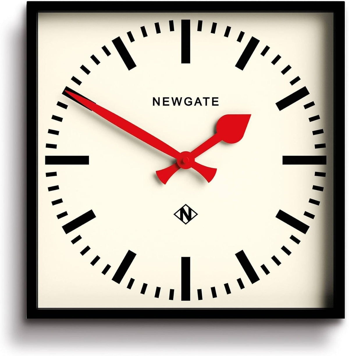Retro Wall Clock 40cm Silent Square Black Dial Red Hands Office Home Decor