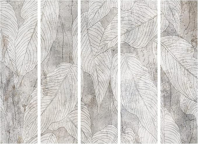 Leaf Texture 5 Panel Folding Room Divider Large Single Sided Canvas Screen