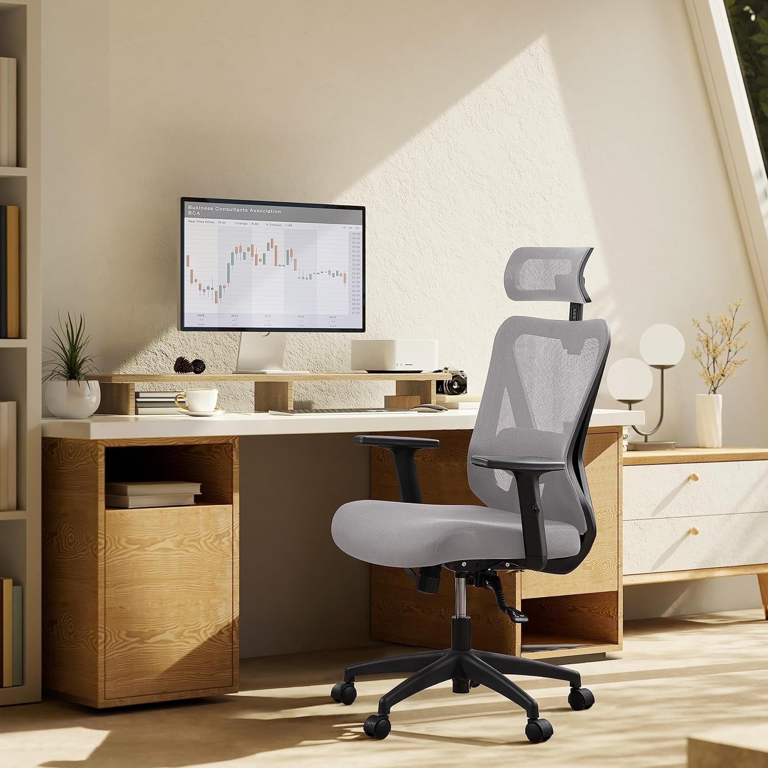 Ergonomic Mesh Office Chair Swivel Computer Desk Seat Reclining Grey 300lbs Max