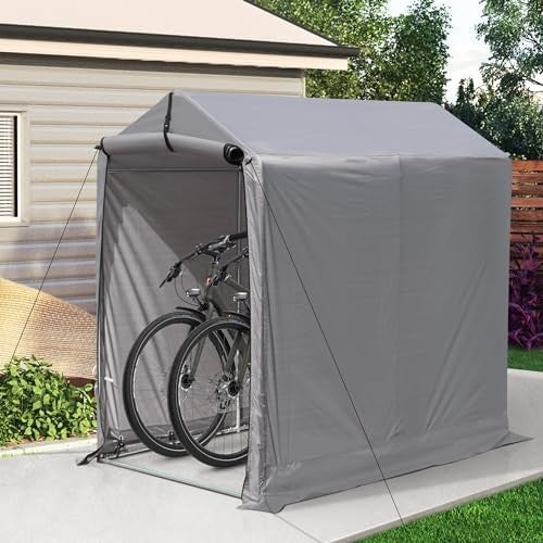 Outdoor Storage Shed 6x3ft Waterproof Bike Garage Roll-Up Zipper Door