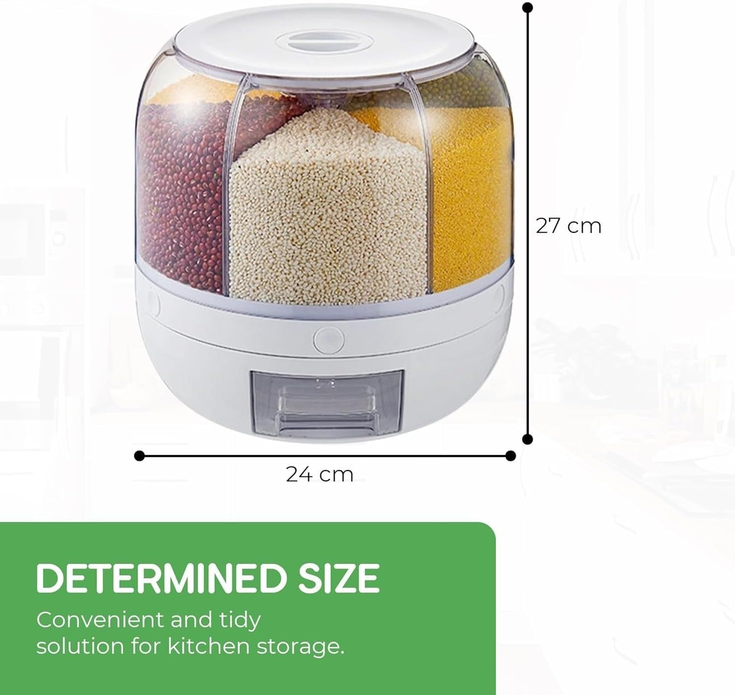 6 Grid 360° Rotating Rice Dispenser Airtight 3KG