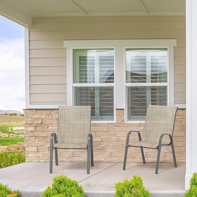 6x Stackable Garden Patio Chairs Outdoor Metal All-Weather Furniture Set