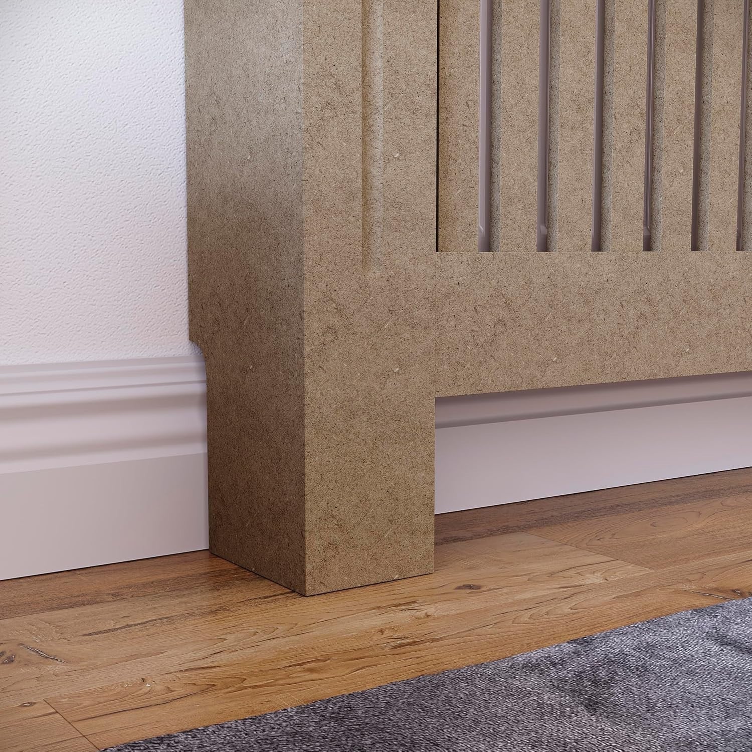 Medium Unfinished Radiator Cover Cabinet | Paintable MDF Slatted Heater Cover