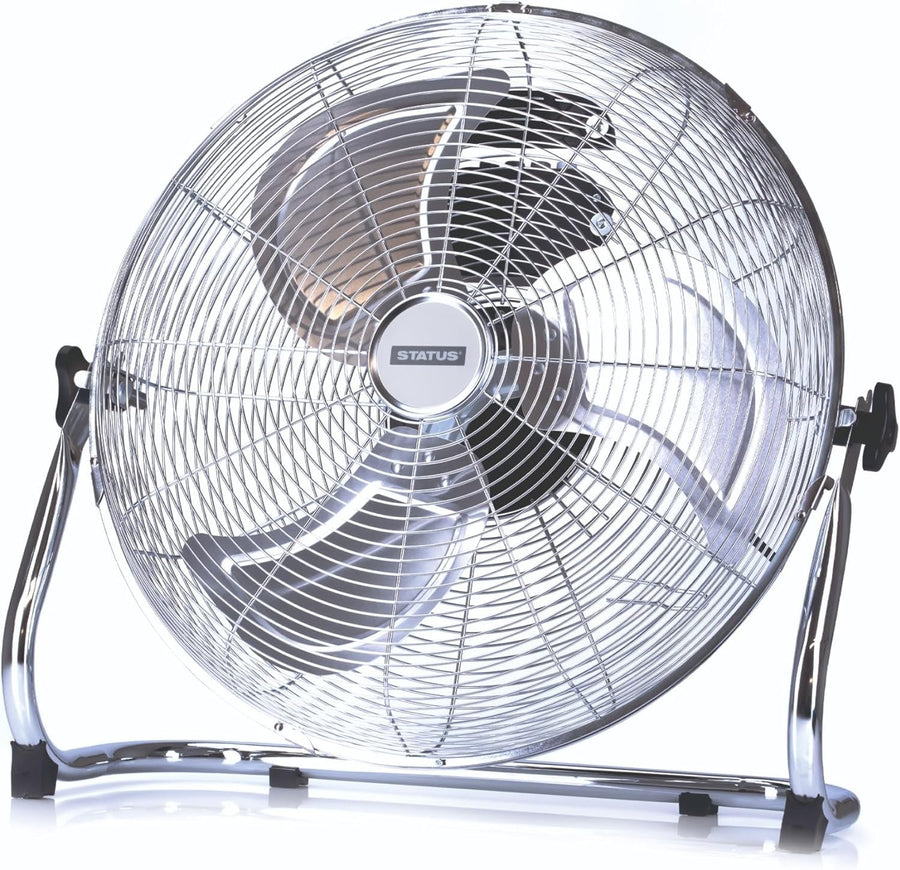 18 Inch Floor Fan Chrome 3-Speed High Velocity Adjustable Angle Cooling Portable