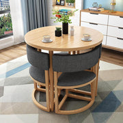 Office Round Meeting Table Set – 80cm Compact 5-Piece Desk with 4 Soft Chairs