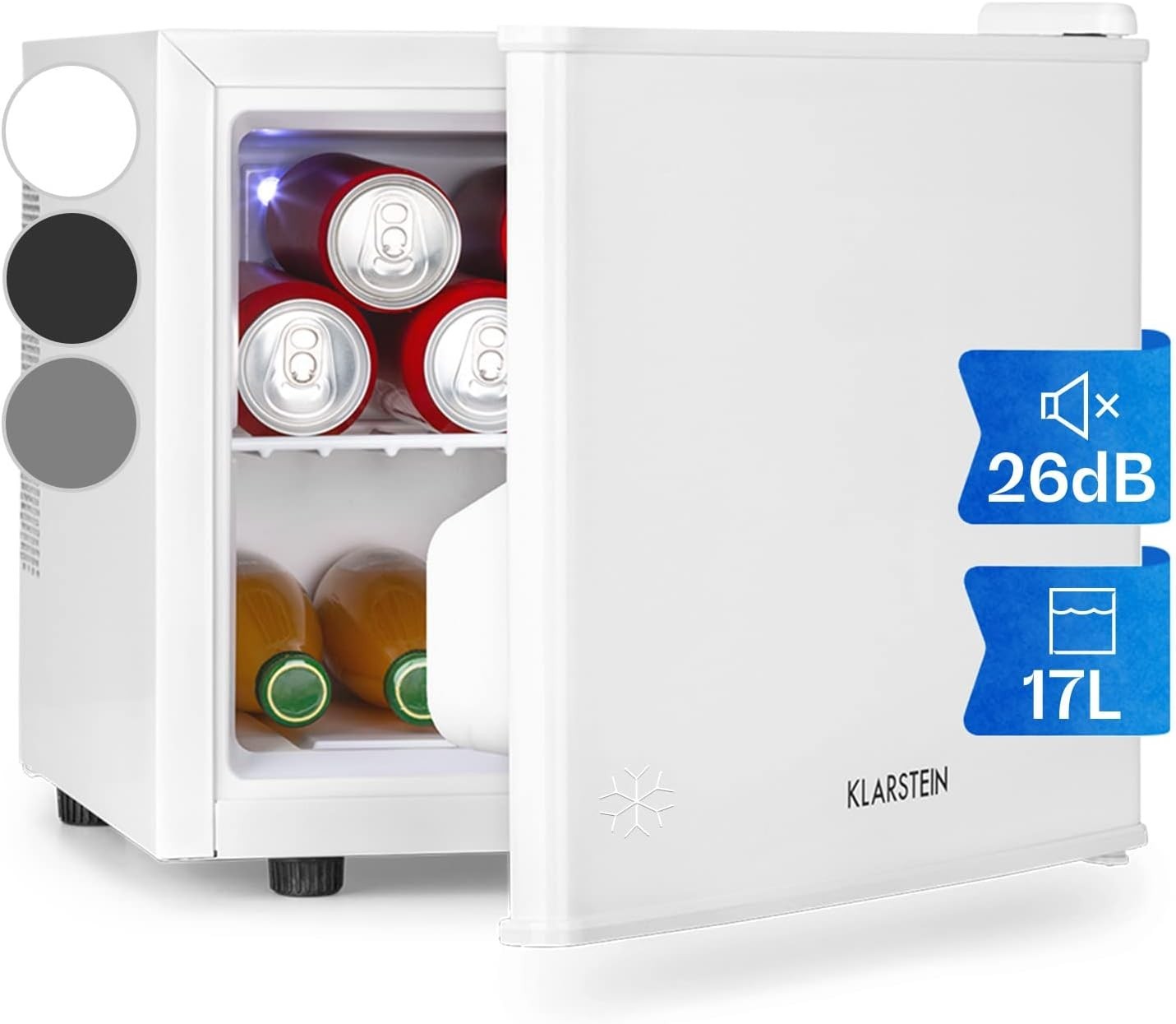 Mini Fridge 17L Compact Cooler Quiet Bedroom Office White Frost-Free