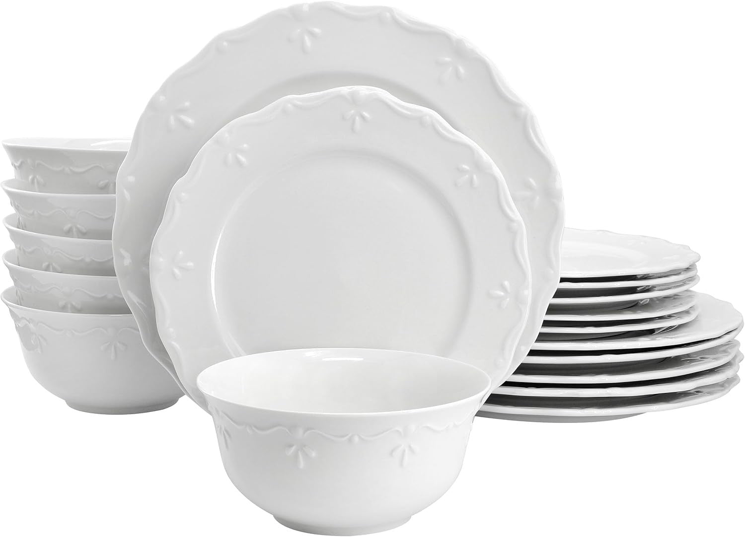 18 Piece Porcelain Dinner Set White Plates Bowls Dishwasher Microwave Safe