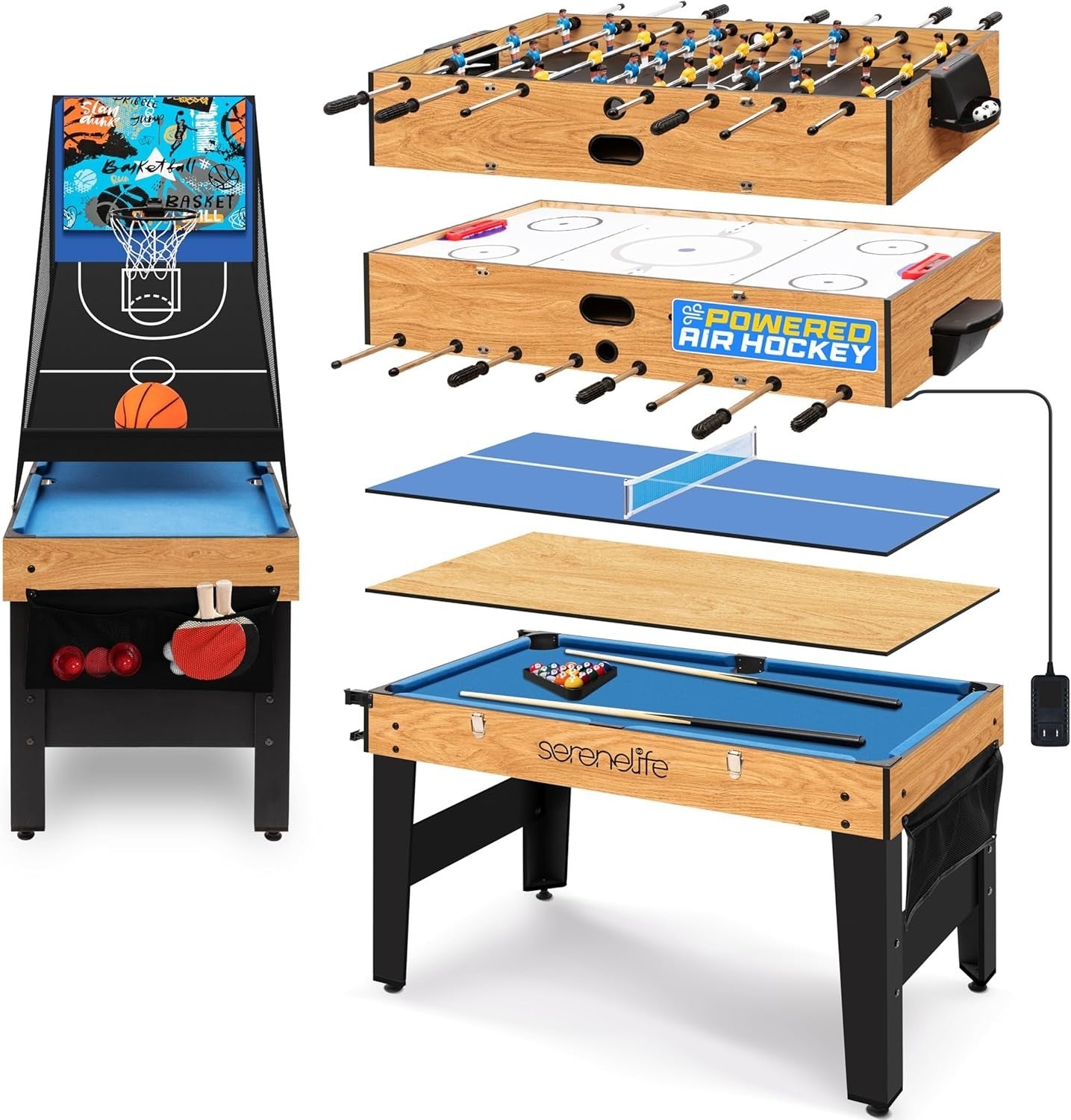 6-in-1 Multi Game Table 4ft Arcade Air Hockey Pool Foosball Indoor