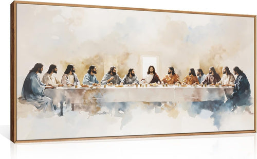 Jesus Last Supper Wall Art Framed Canvas Christian Faith Decor 20x40