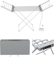 Electric Heated Clothes Airer Touch Screen Timer Foldable Indoor Drying Rack