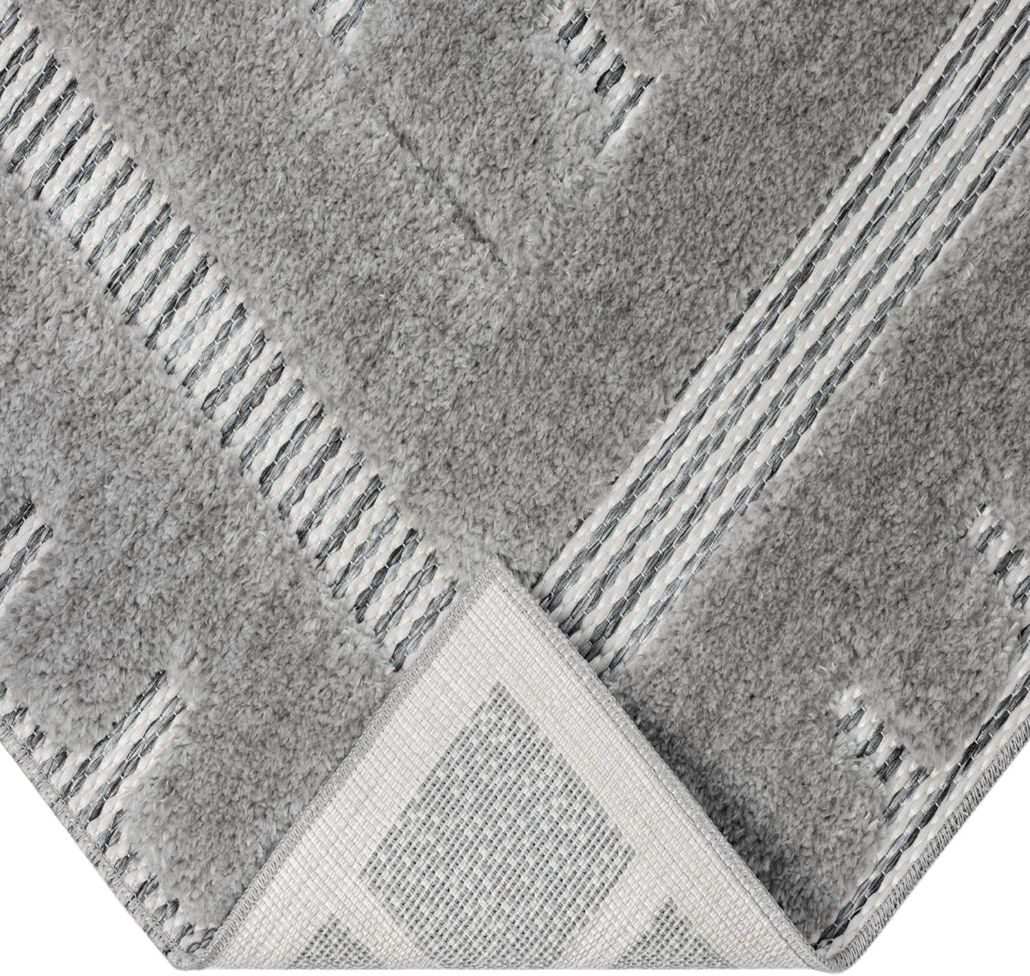 Grey Hallway Rug 120x170cm Soft Washable Runner for Living Room Bedroom