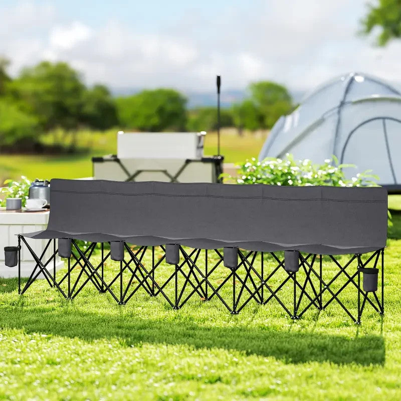 6 Seater Folding Sports Bench Outdoor Team Spectator Portable Charcoal Grey