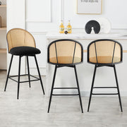 Swivel Rattan Counter Stools Set of 2 Upholstered Seats Kitchen Island Chairs
