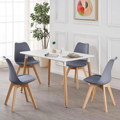 Modern Dining Table Set 4 Grey Chairs Small Space Kitchen Room Compact