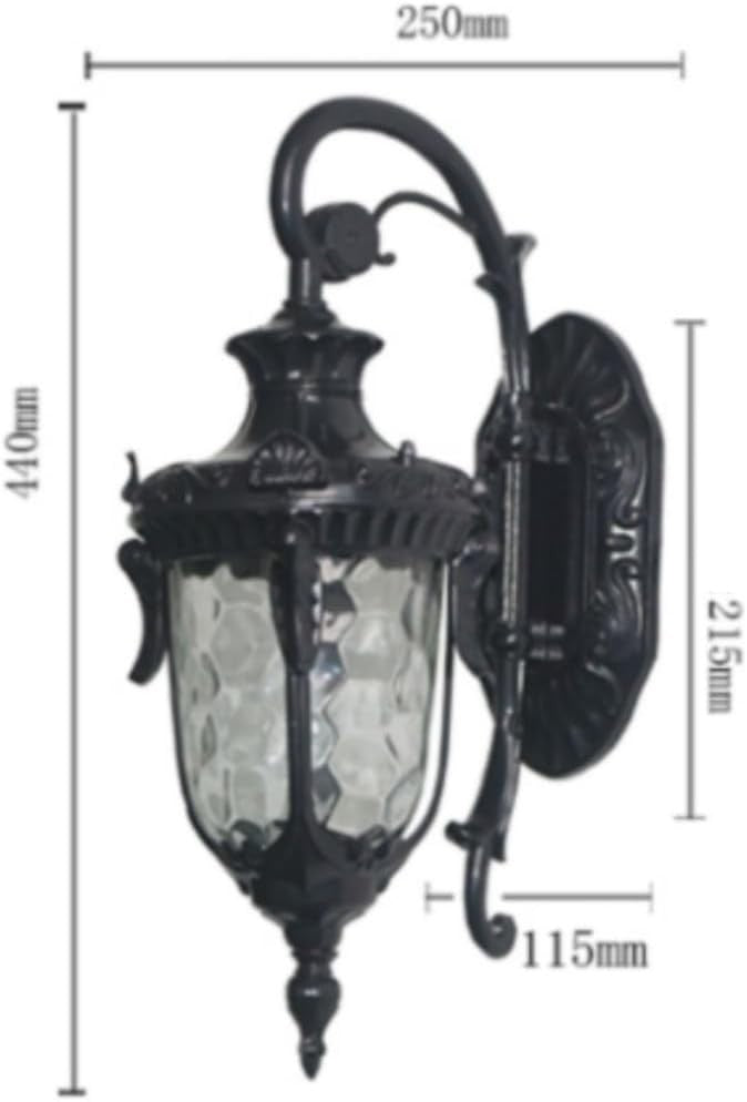 Retro Outdoor Wall Sconce – Black Vintage Waterproof Lamp (25×44 cm)