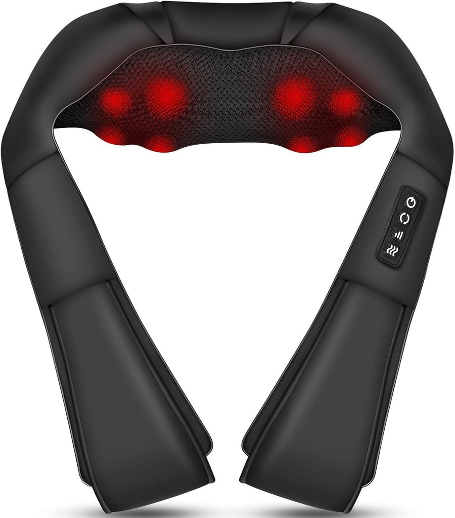 Electric Shiatsu Neck & Shoulder Massager with Heat Deep Kneading Back Relief