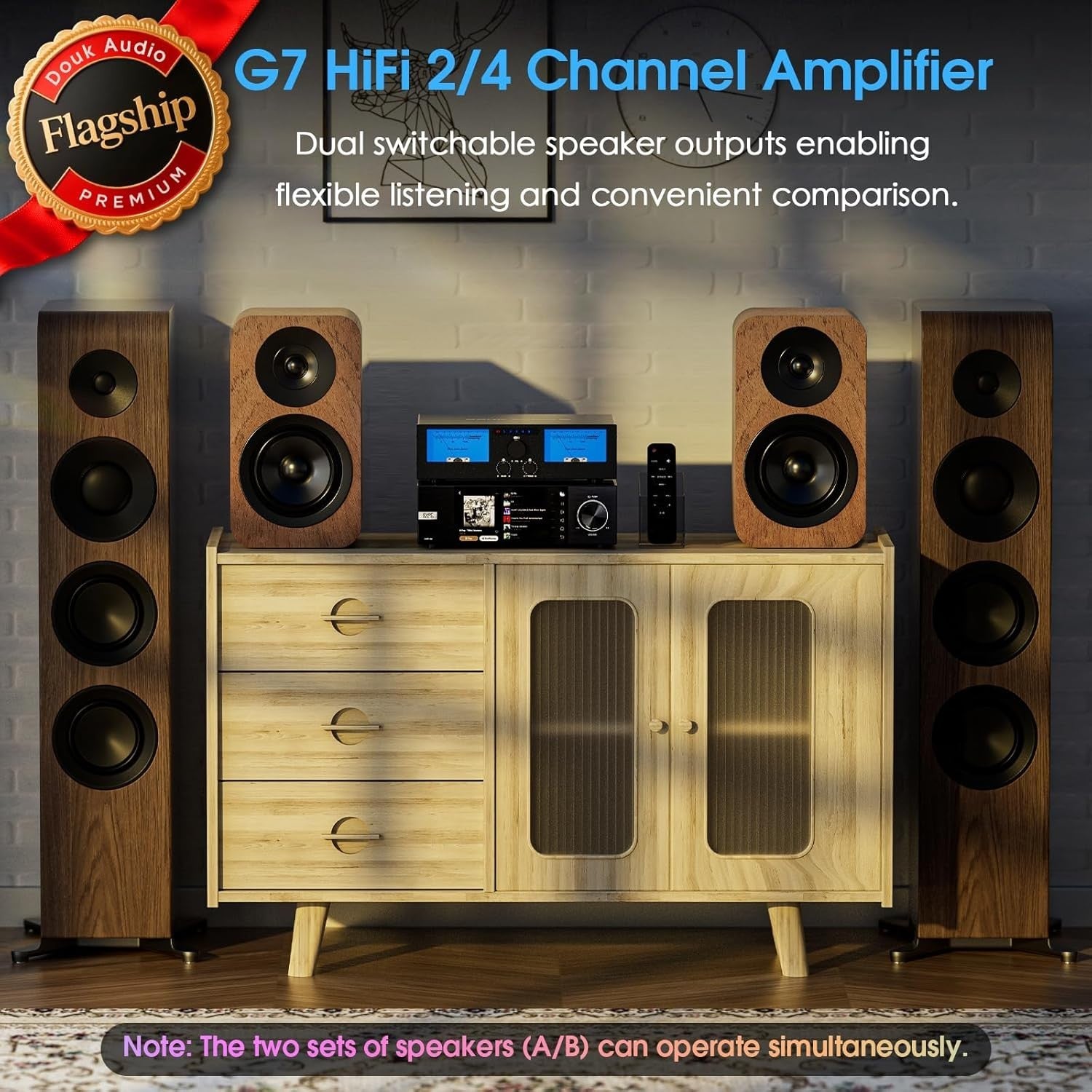 600W 4 Channel HiFi Power Amplifier XLR RCA TPA3255 VU