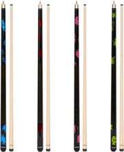 58" Pool Cue Set of 4 Maple Billiard Sticks 18oz 19oz 20oz 21oz