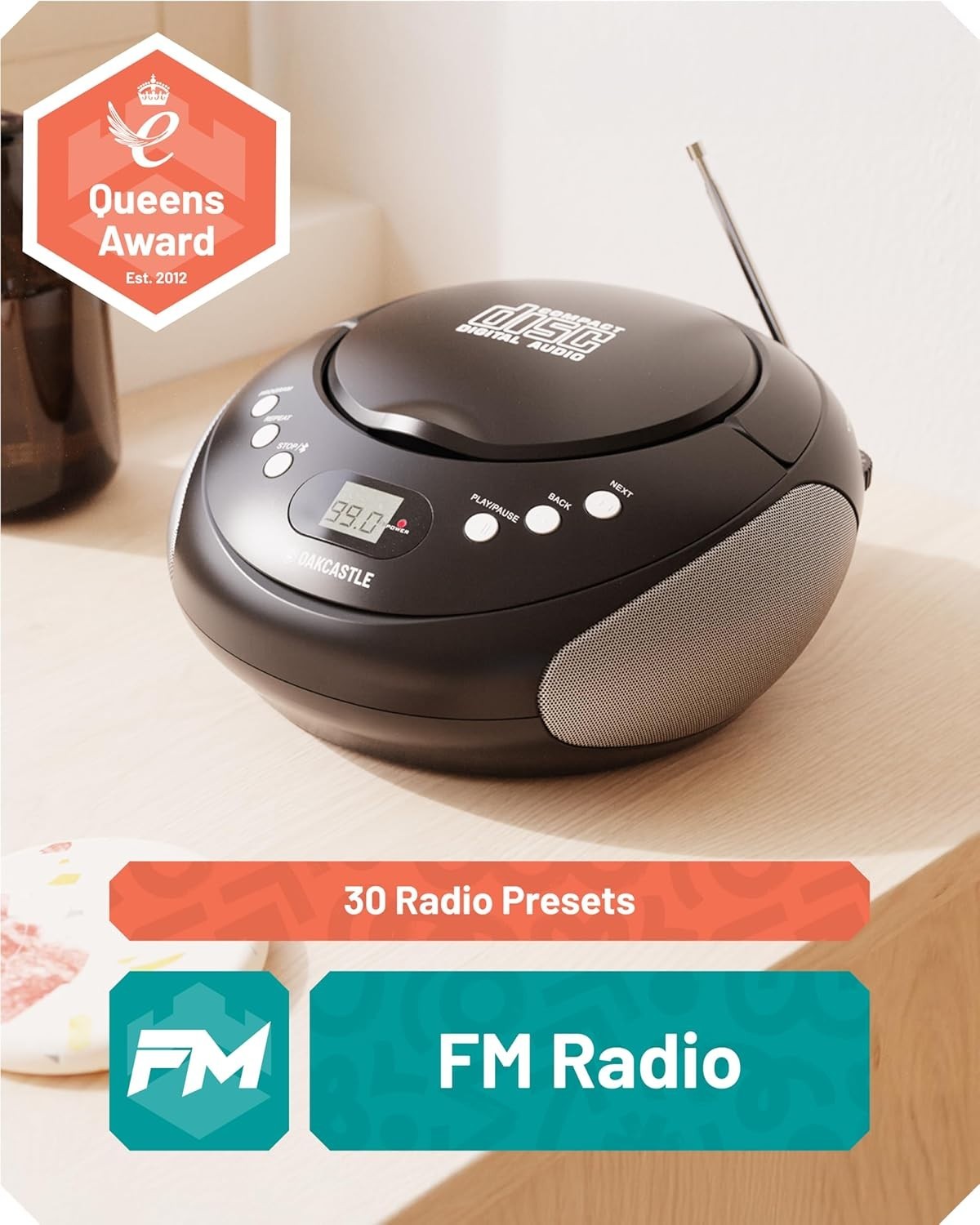 Portable Bluetooth CD Boombox FM Radio Stereo Player LED Display Black