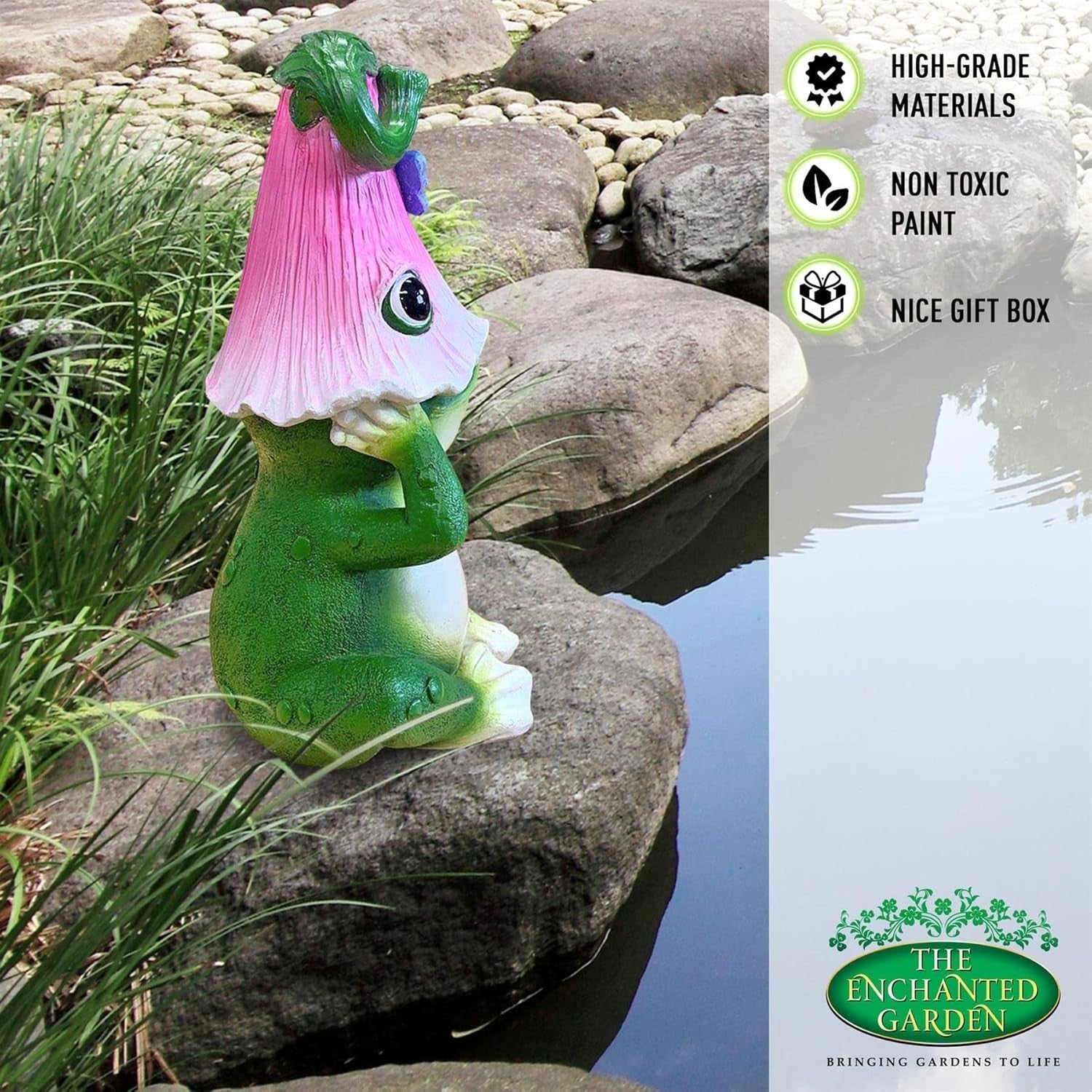 Peeking Frog Garden Ornament Resin Statue Cute Outdoor Patio Lawn Decor Gift