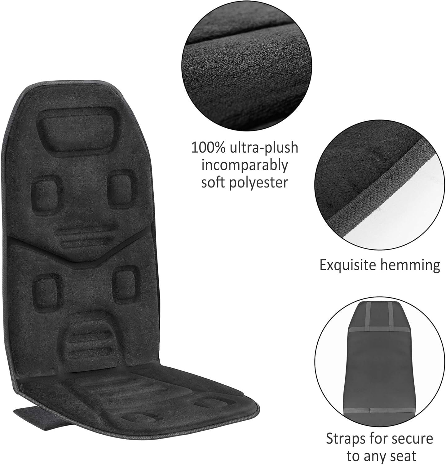 Vibration Back Massager Seat Pad Heat 10-Motor Chair Cushion for Back Pain