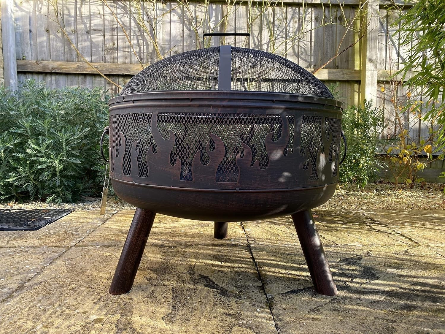 60cm Steel Fire Pit with Grill & Rain Cover – Outdoor Garden Heater