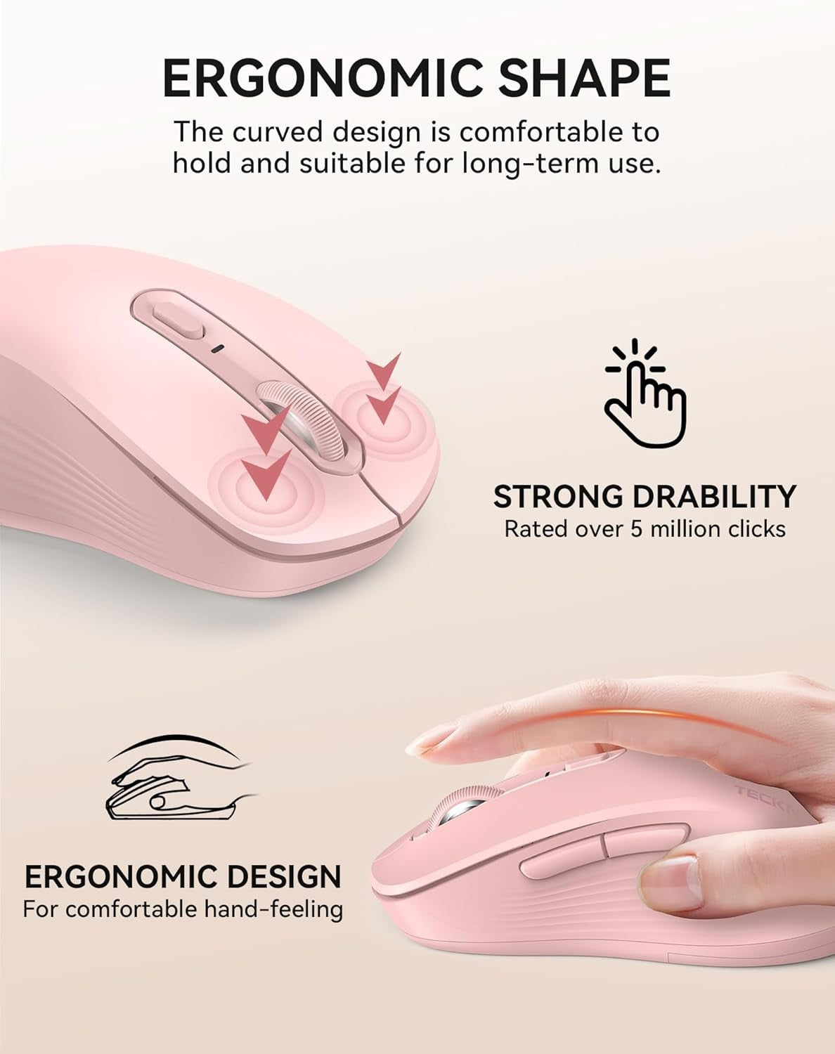 Silent Wireless Mouse Bluetooth 5.0 Tri Mode 2.4G USB 4800DPI Laptop PC