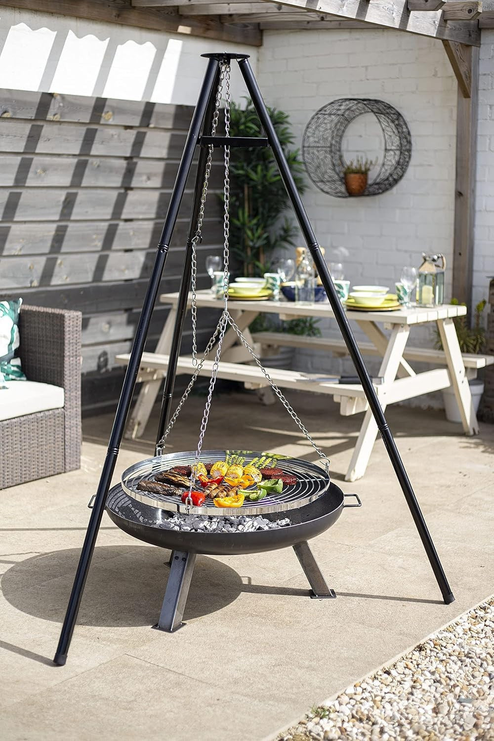 Tripod BBQ Grill with Adjustable Height – Portable Outdoor Cooking Stand