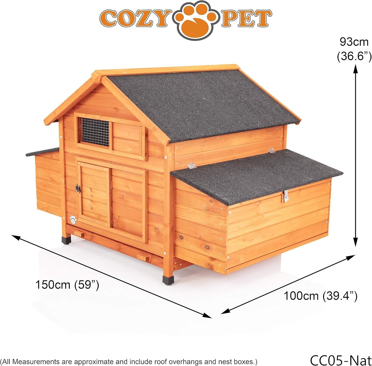 Extra Large Wooden Chicken Coop with Nest Boxes Easy Clean Hen House 12 Birds
