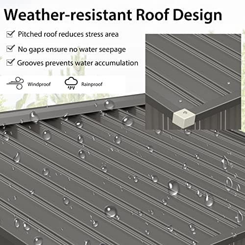 6x4FT Metal Garden Storage Shed with Vents, Sliding Door & Ramp, Weatherproof