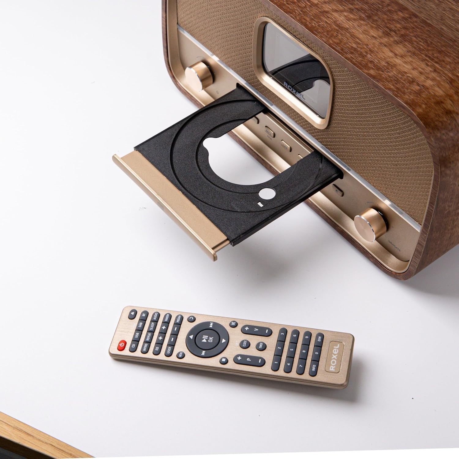 Retro HiFi CD Player DAB DAB+ Bluetooth 40W FM Radio USB Walnut