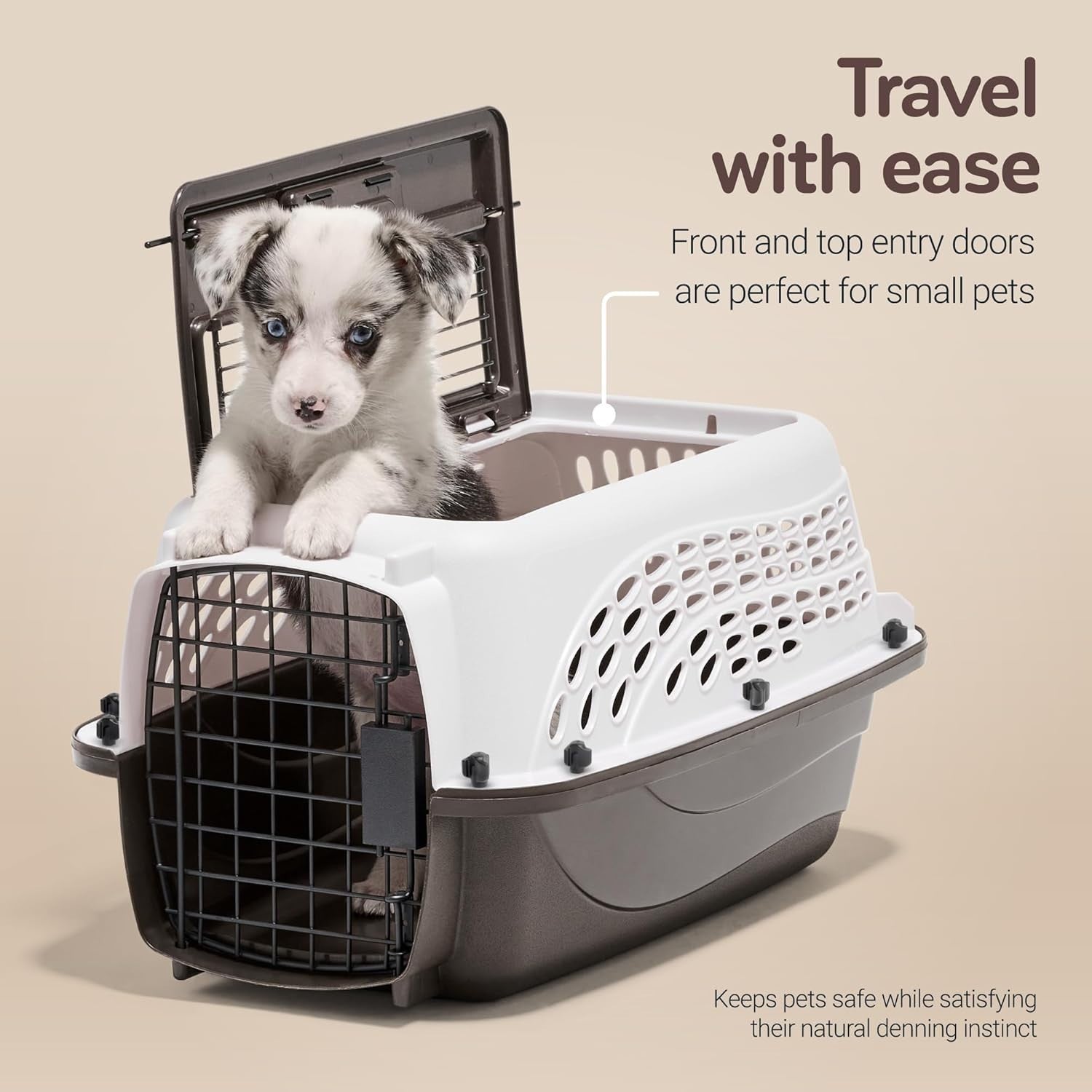 Top Load Cat Carrier 48x33x25cm Secure 2-Door Pet Travel Crate Lightweight