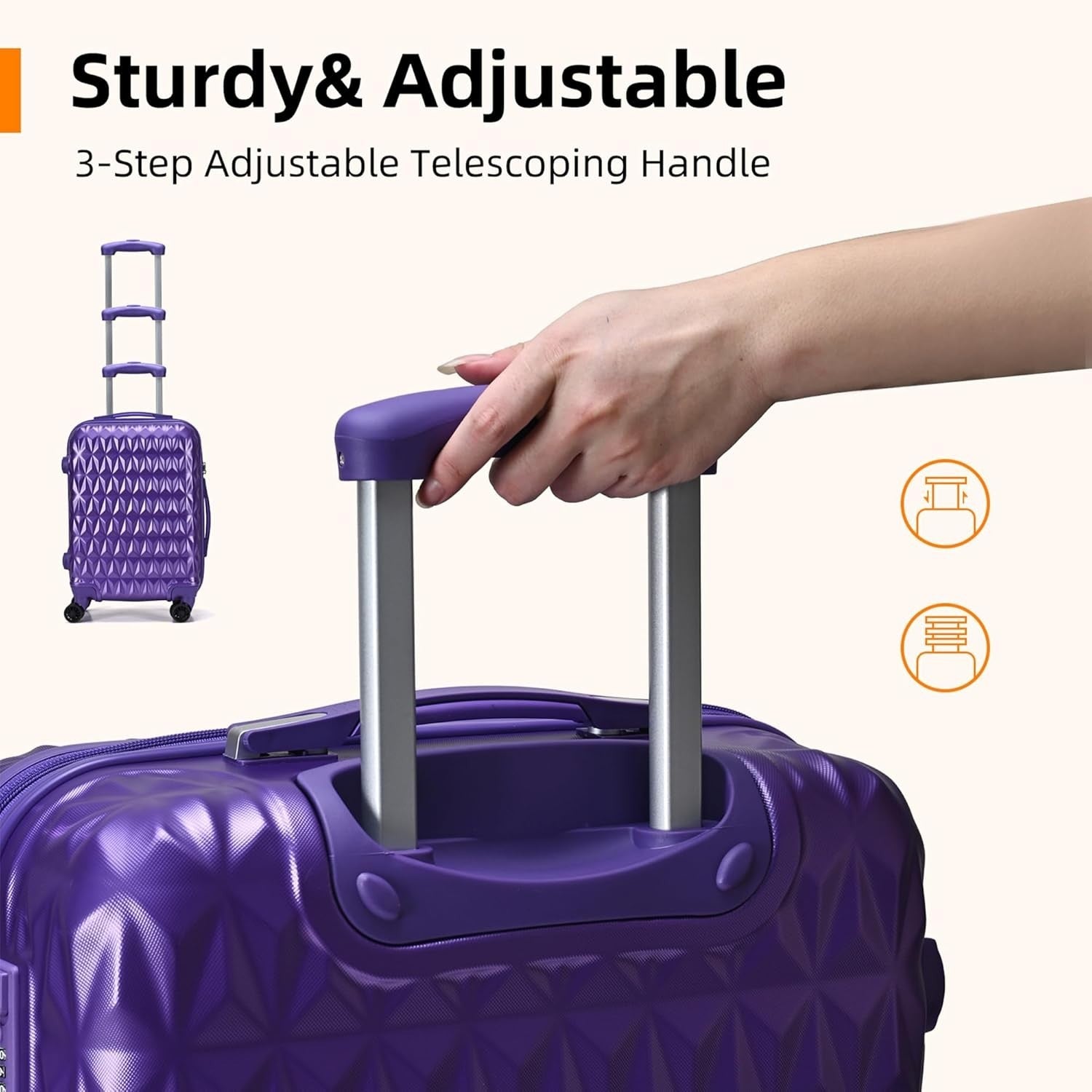 24 Inch Medium Hard Shell Suitcase 4 Dual Spinner Wheels Lock Purple