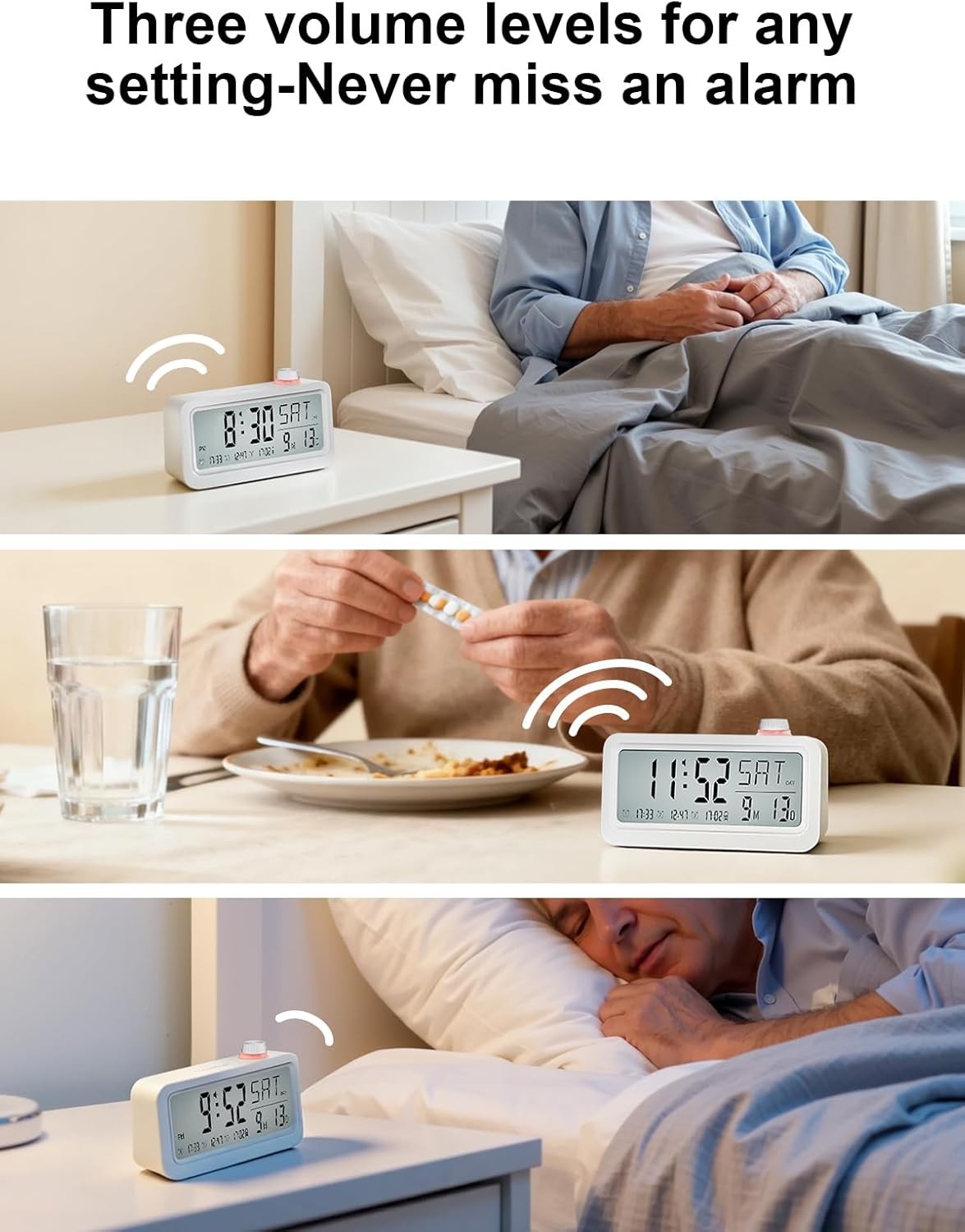 Medication Pill Reminder Alarm Clock Talking Voice Recording Rechargeable