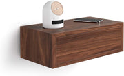 Floating Walnut Wall Bedside Table with Drawer – Modern Space Saving Nightstand