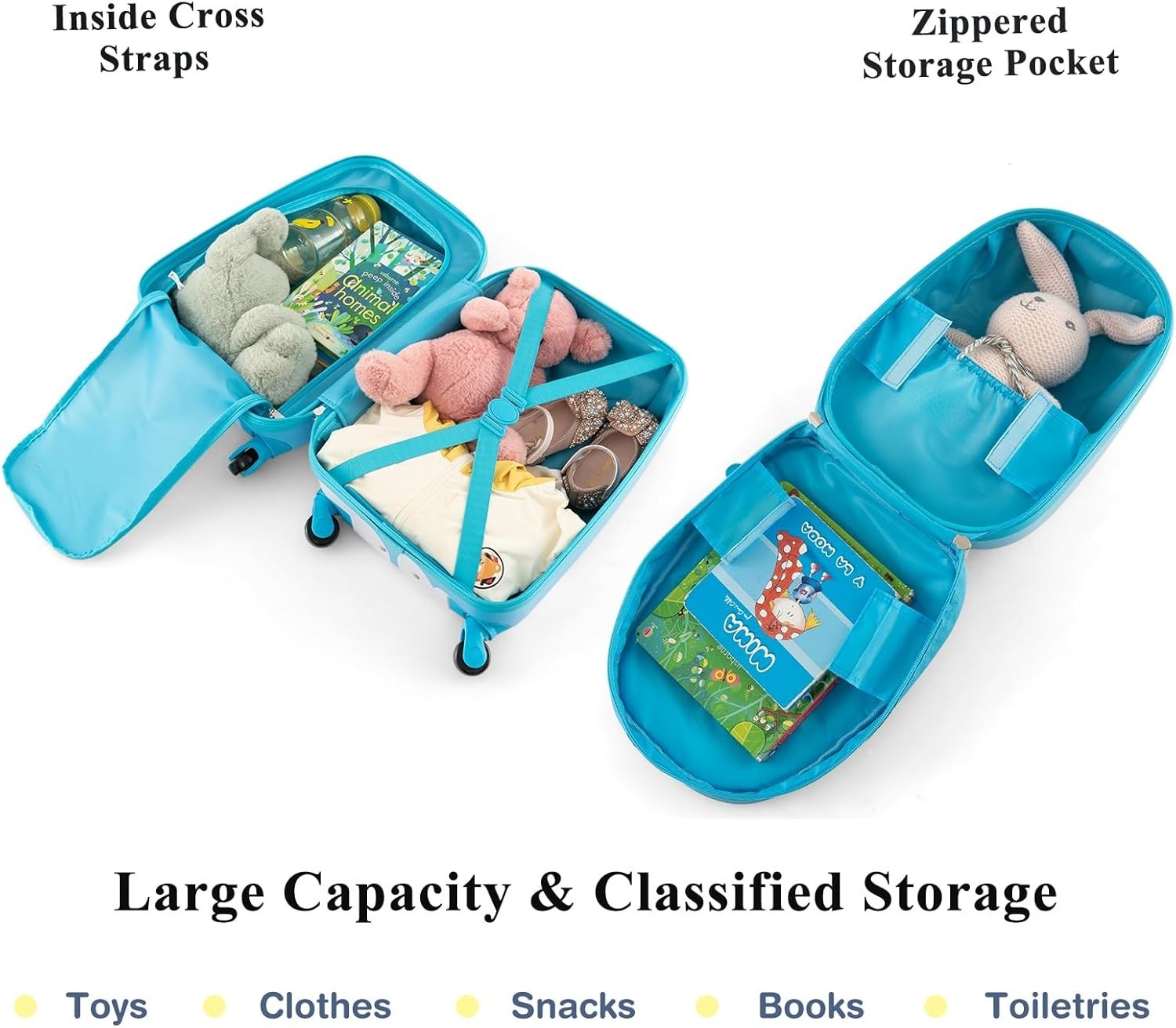 Orange Unicorn Kids Trolley Suitcase 16” Carry On + Backpack Set