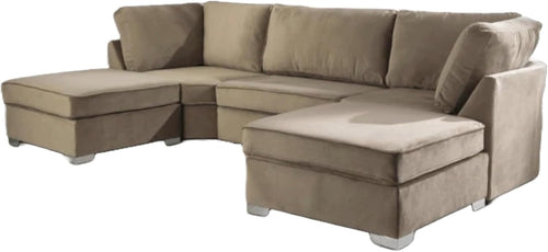 Mink Plush U Shaped High Back Sofa Modern Sectional 6 Seater