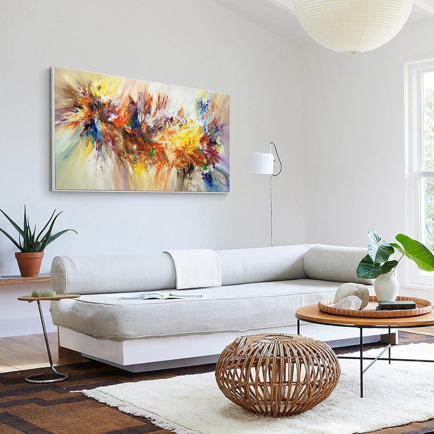 Large Abstract Flower Canvas Wall Art 80x160cm Frameless