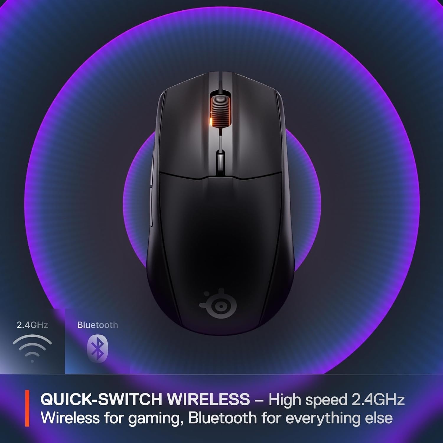 Wireless Gaming Mouse 18000 DPI Bluetooth 2.4GHz 60M Click Black