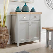 Modern Grey Oak Sideboard Cabinet with 2 Doors 2 Drawers Storage Unit Cupboard