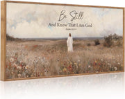 Be Still and Know God Wall Art Framed Canvas Christian Bible Verse 20x40