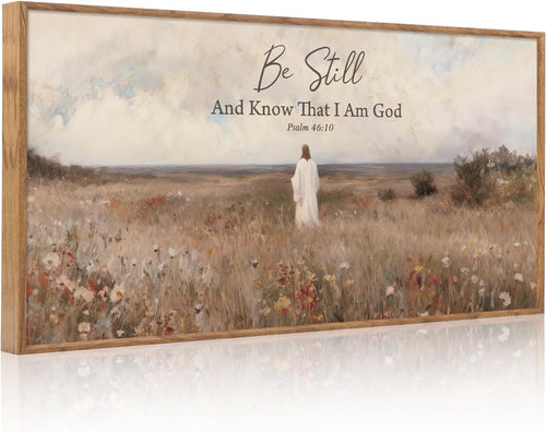 Be Still and Know God Wall Art Framed Canvas Christian Bible Verse 20x40