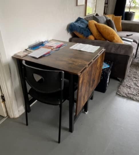 Vintage Industrial Drop Leaf Dining Table Rustic Foldable Kitchen Desk