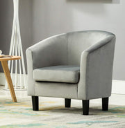 Grey Velvet Tub Chair Armchair Accent Seat for Lounge Dining Bedroom Café