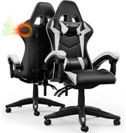 Gaming Chair with Bluetooth Speakers Reclining Ergonomic White
