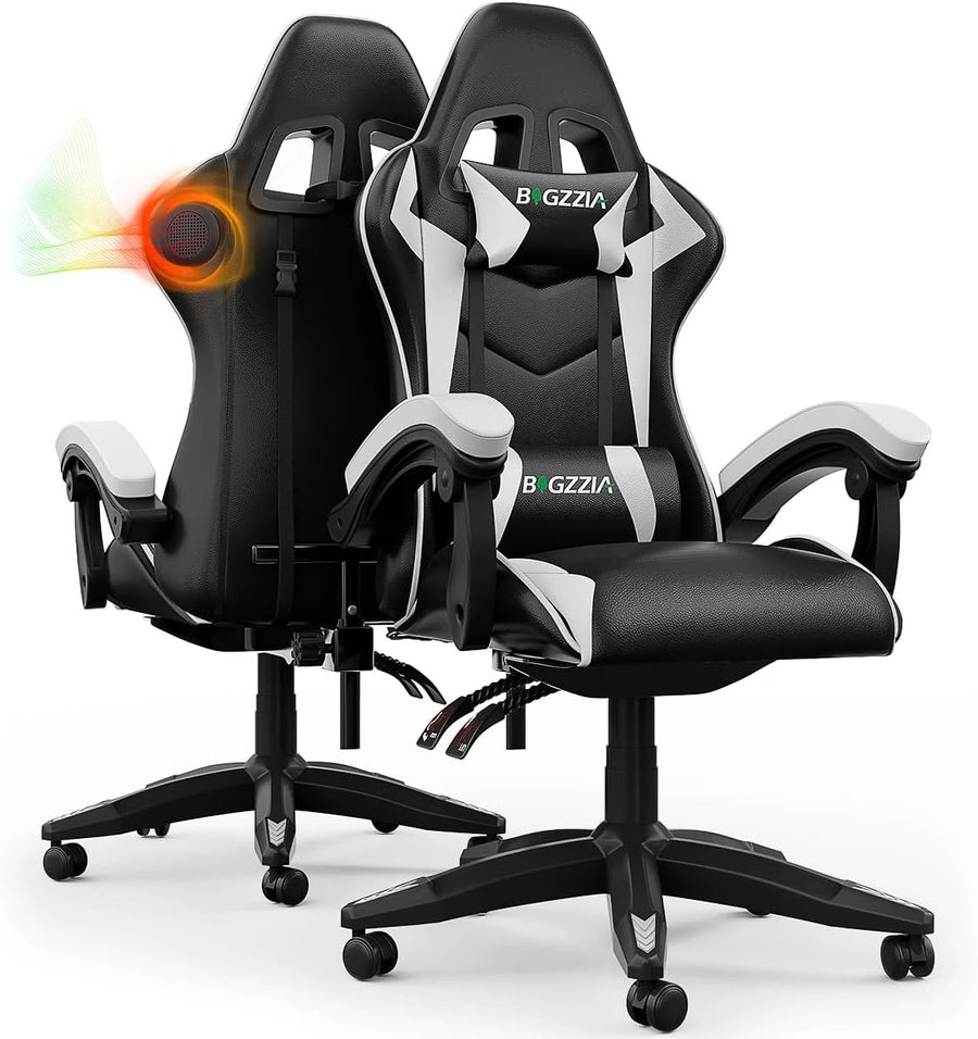 Gaming Chair with Bluetooth Speakers Reclining Ergonomic White
