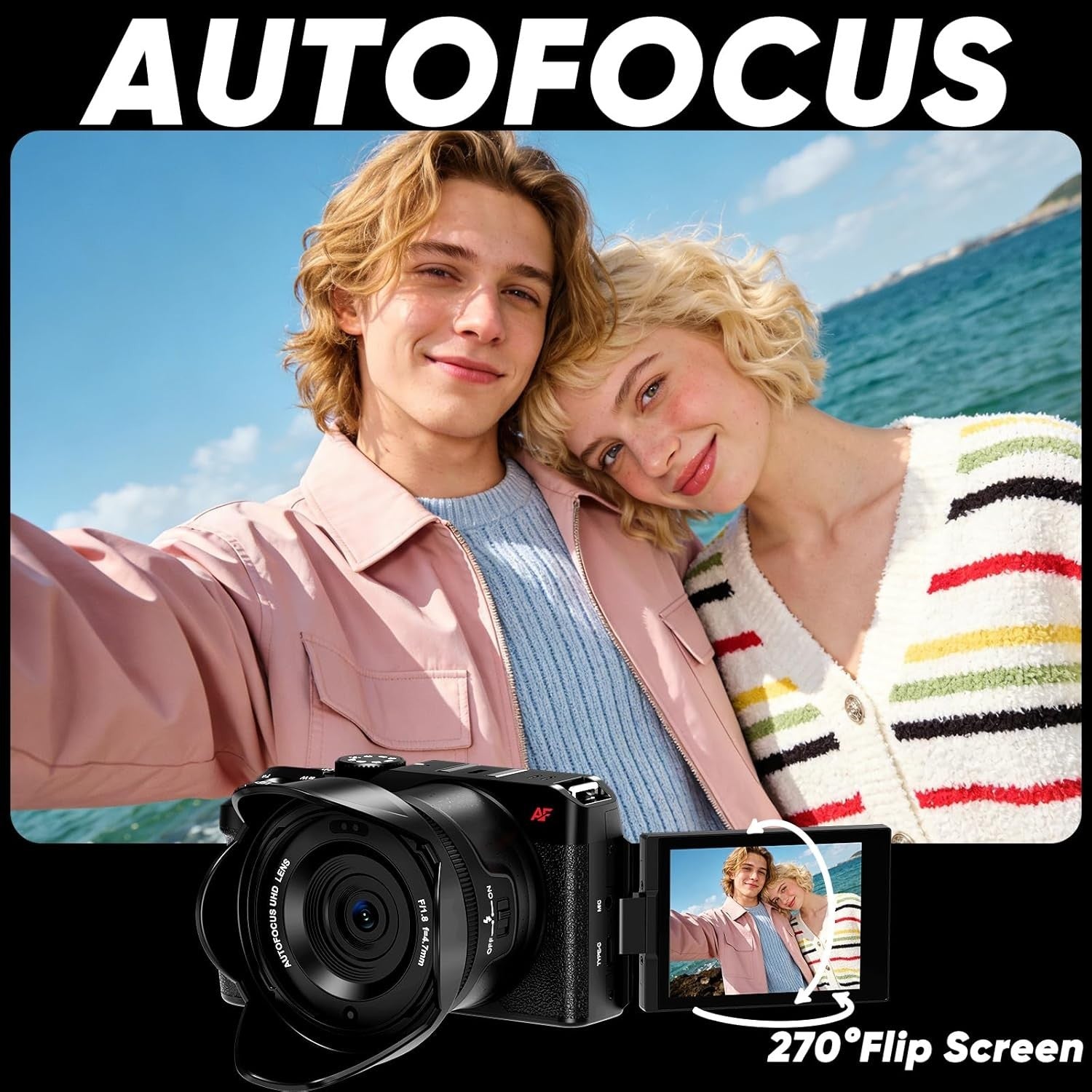 5K 80MP Vlogging Camera WiFi Flip Screen w/ 32GB SD Card Kit