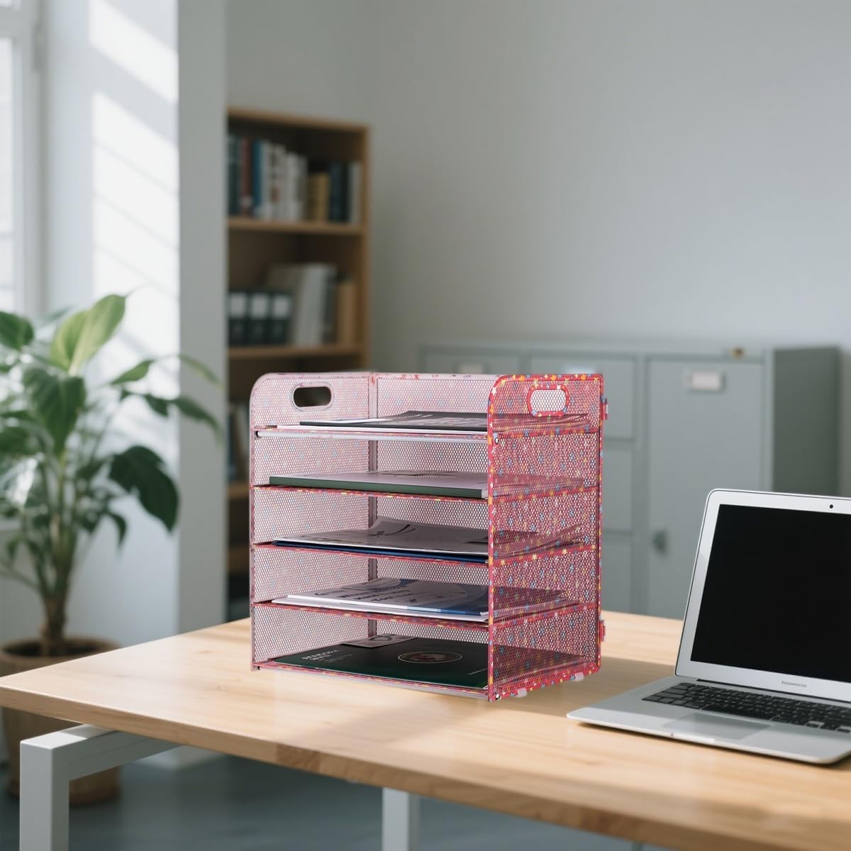 5-Tier Desk File Organizer Vertical Paper Tray Holder for Office Home