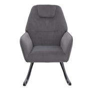 Grey Velvet Nursery Rocking Chair Ergonomic Padded Glider for Baby