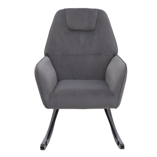Grey Velvet Nursery Rocking Chair Ergonomic Padded Glider for Baby